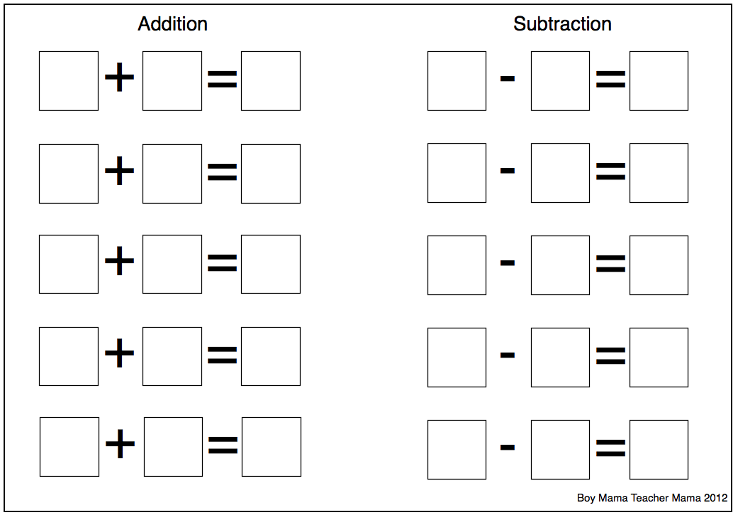 Boy Mama Teacher Mama Number Line Addition Subtraction Template Boy 