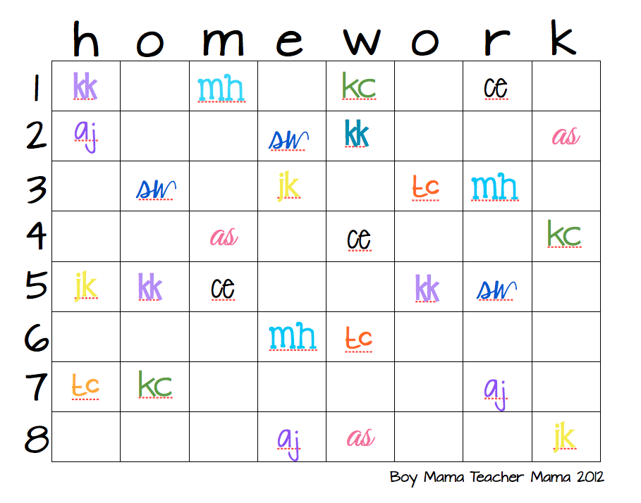 simple homework chart
