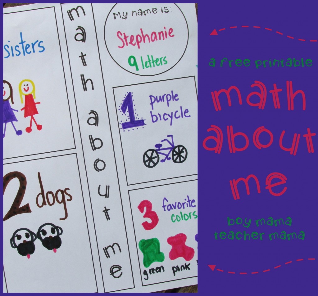 Teacher Mama FREE Printable Math About Me {After School Linky} Boy