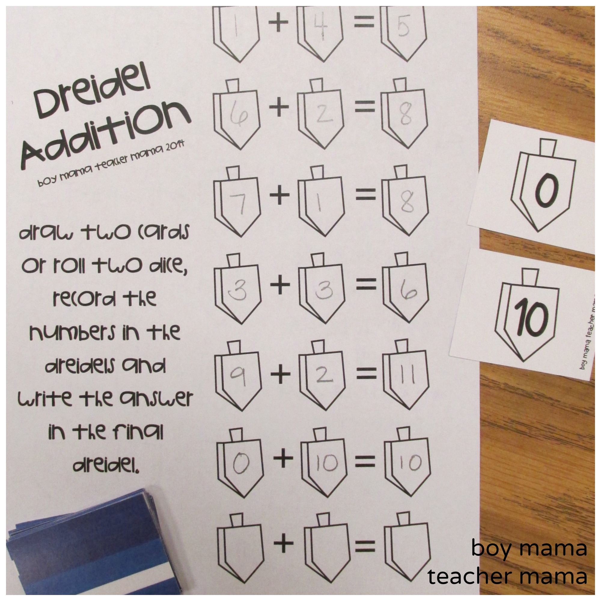 Teacher Mama FREE Printable Dreidel Math Game {After School Linky