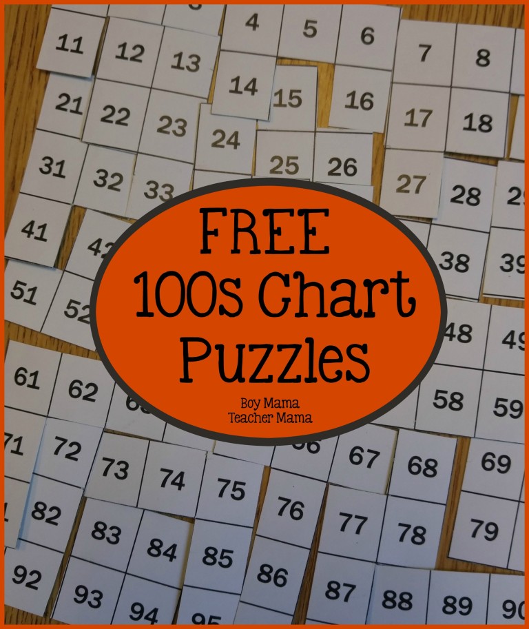 Teacher Mama FREE 100s Chart Puzzles {After School Linky} Boy Mama