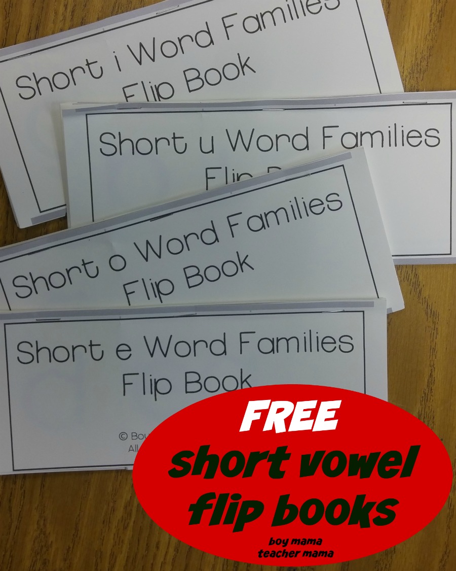 FREE Short Vowel Word Families Flip Books - Boy Mama Teacher Mama