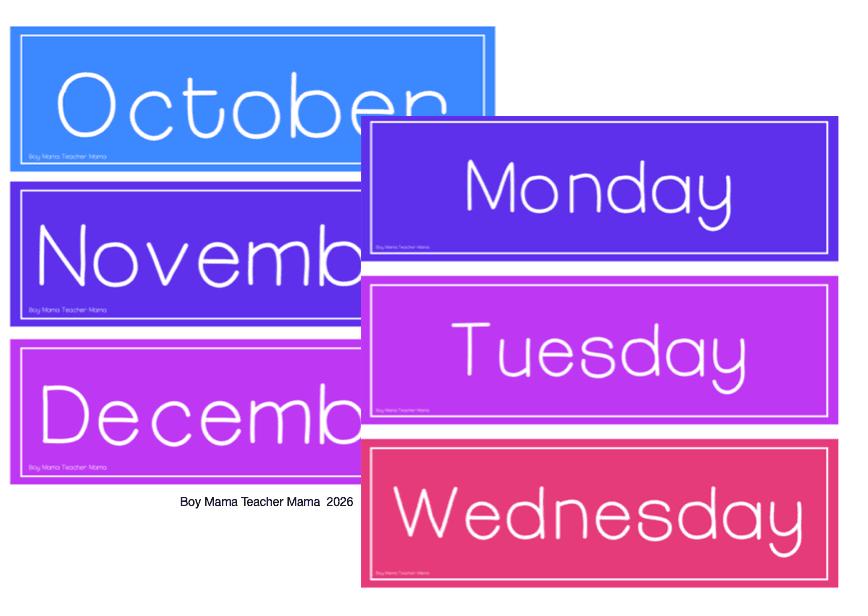 calendar skills- free months and days