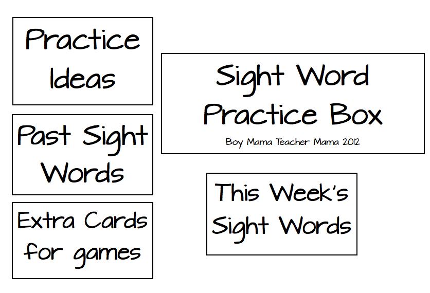 Boy Mama Teacher Mama: Sight Word Practice Box
