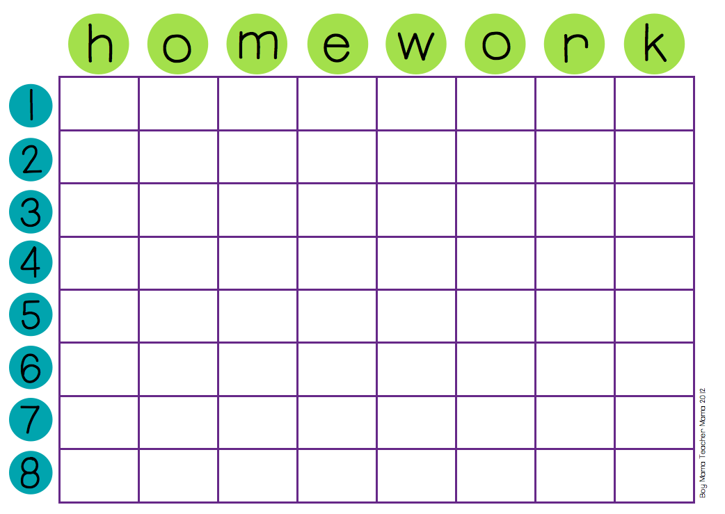 children's homework chart
