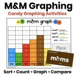 M&M graphing activities for sorting, counting, graphing, and comparing candy data.
