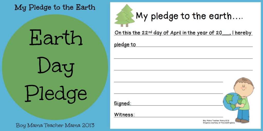 Boy Mama Teacher Mama | Earth Day Pledge