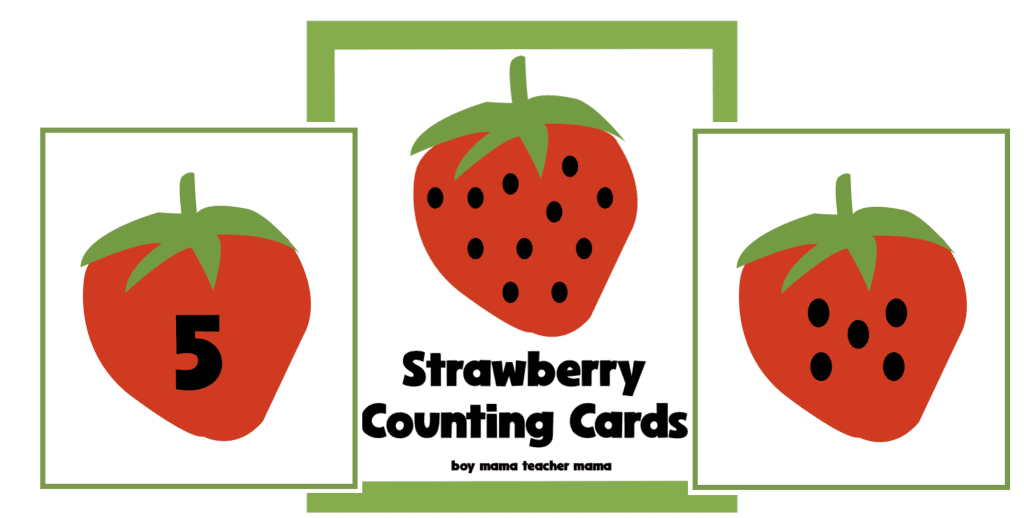 Free printable strawberry subitizing cards for PreK to Grade 1