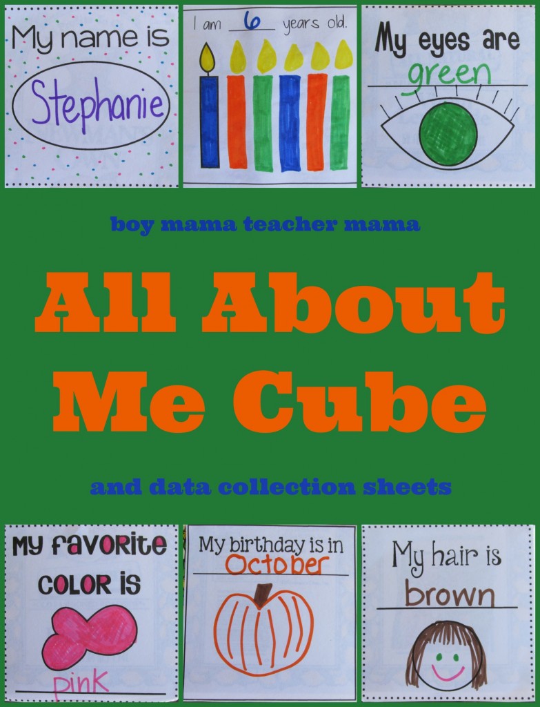 Boy Mama Teacher Mama | All About Me Cube (and data collection papers)