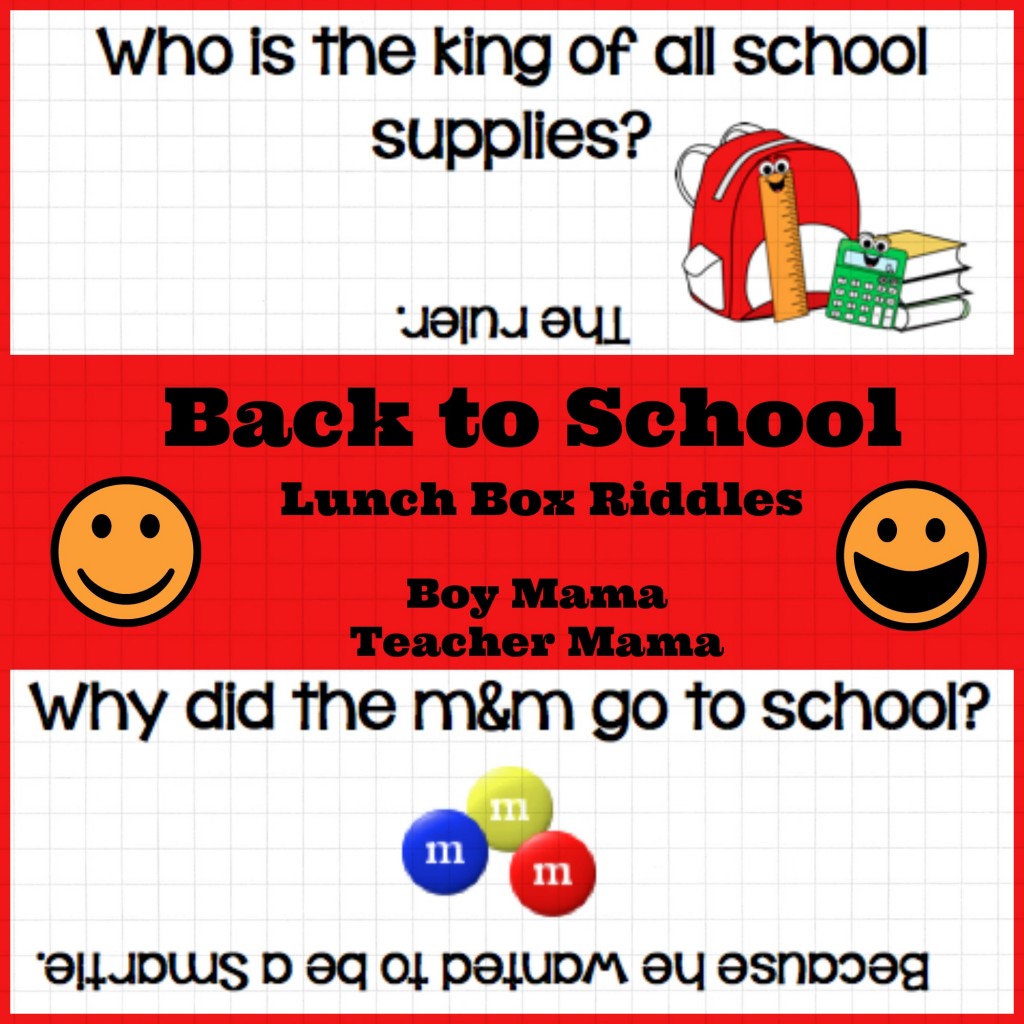 Boy Mama Teacher Mama | Back to School Lunch Box Riddles