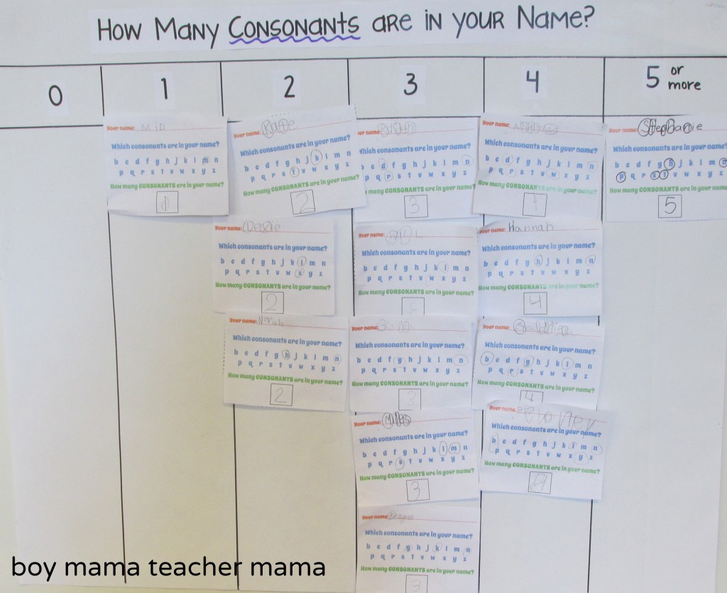 Boy Mama Teacher Mama: Vowels and Consonants: A Graphing Activity and After School Link Up