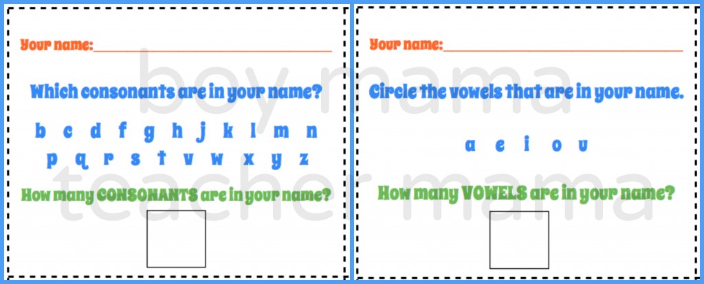 Boy Mama Teacher Mama: Vowels and Consonants: A Graphing Activity and After School Link Up sheets
