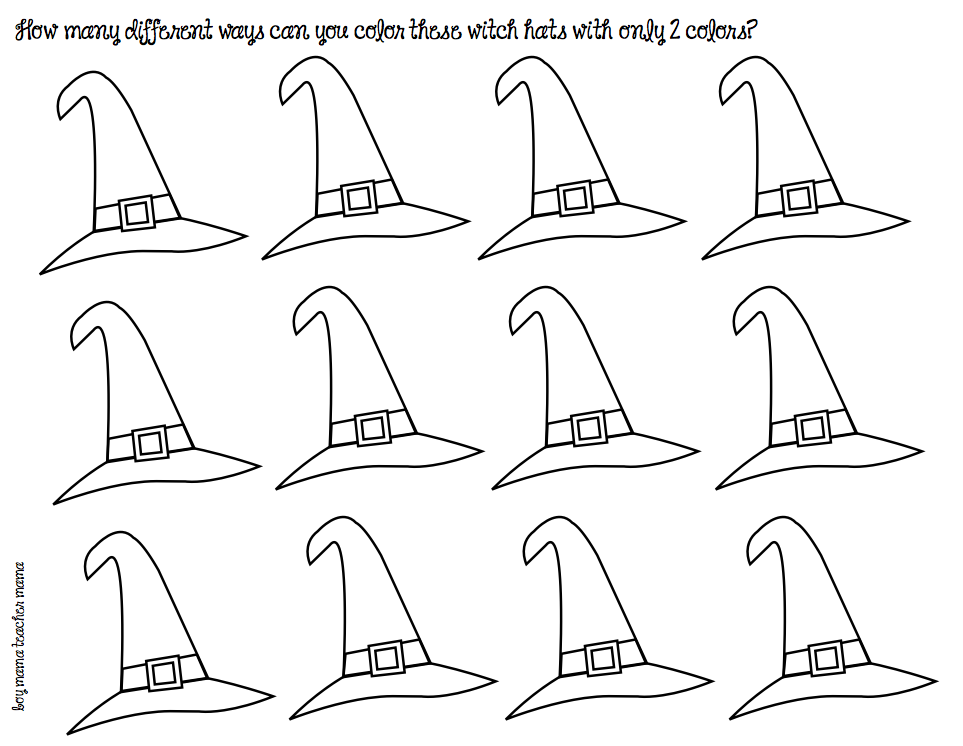 Boy Mama Teacher Mama | FREE Witch Hat Coloring Activity