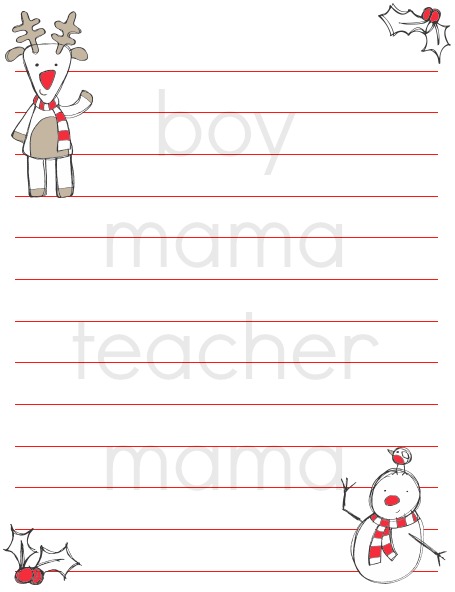 Boy Mama Teacher Mama  Christmas Paper for Note to Santa