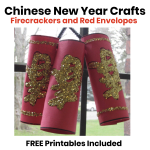 Chinese New Year firecracker craft for kids with free printable templates for classroom activities.