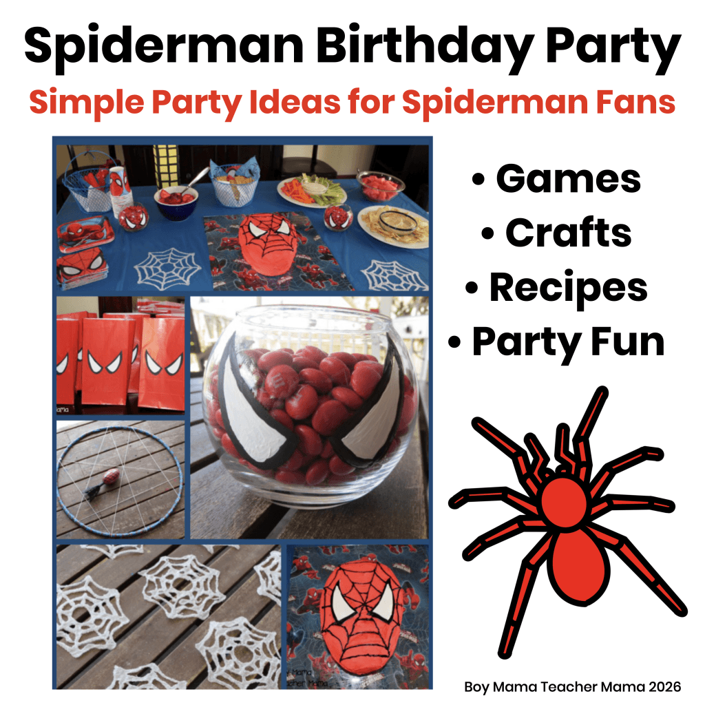 Spiderman birthday party ideas including games, crafts, recipes and party fun