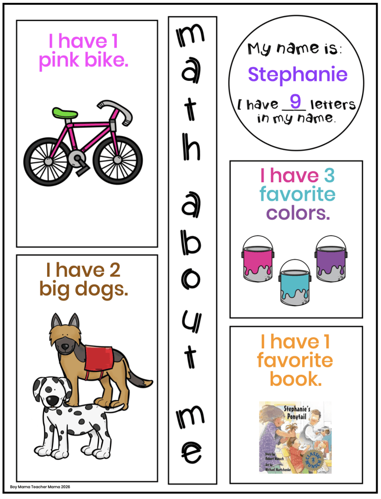 Math About Me FREE Printable save