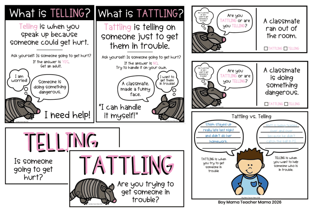 Tattling vs. Telling Activities Teachers Pay Teachers Product