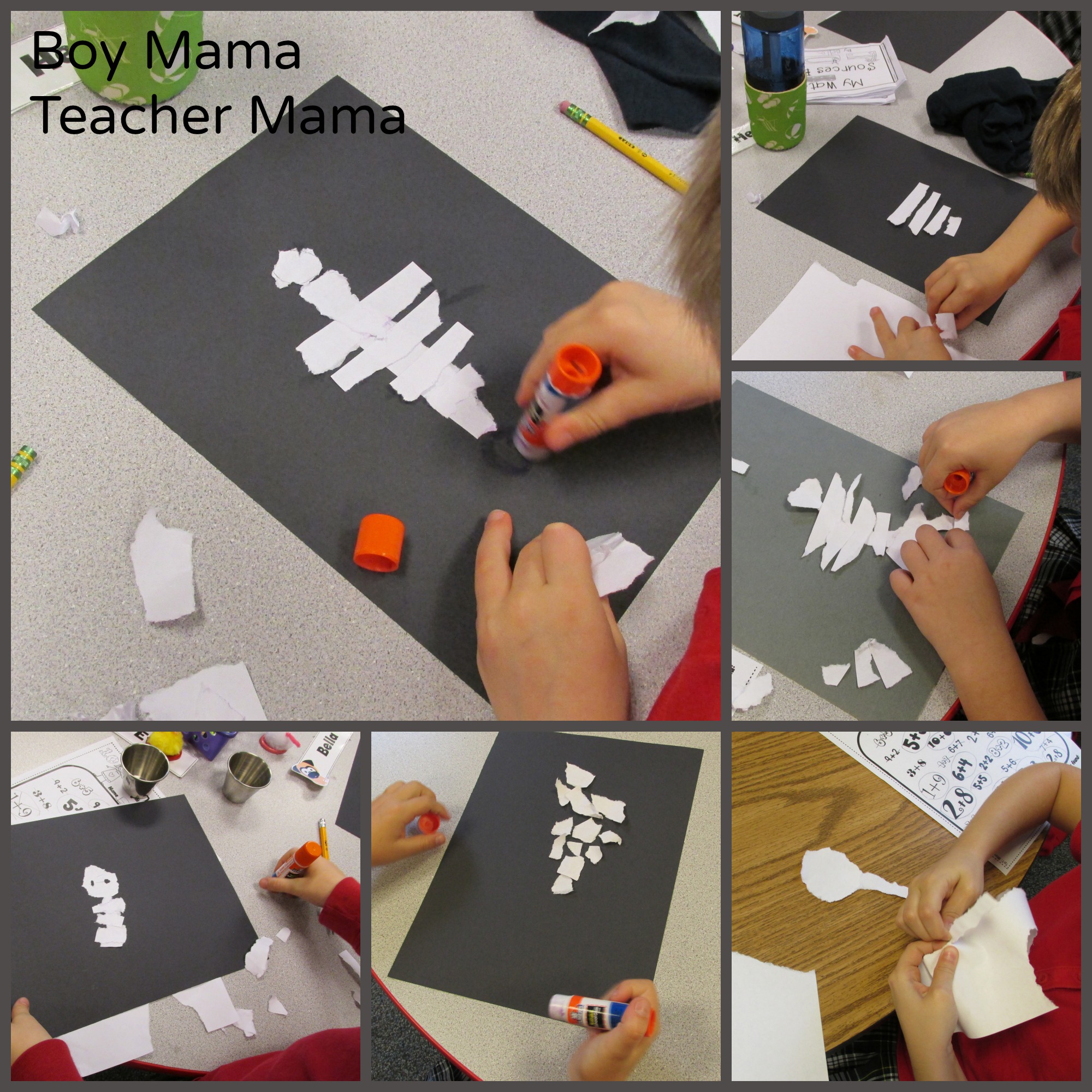 Teacher Mama: Torn Paper Skeletons {After School Linky} - Boy Mama