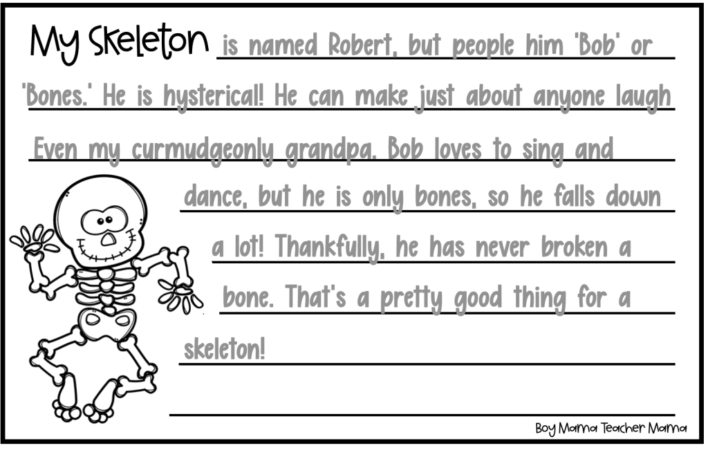 free skeleton writing template image and example