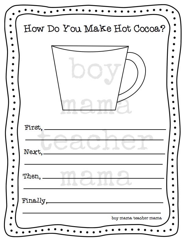 Boy Mama Teacher Mama How to Make Hot Cocoa Writing Prompt