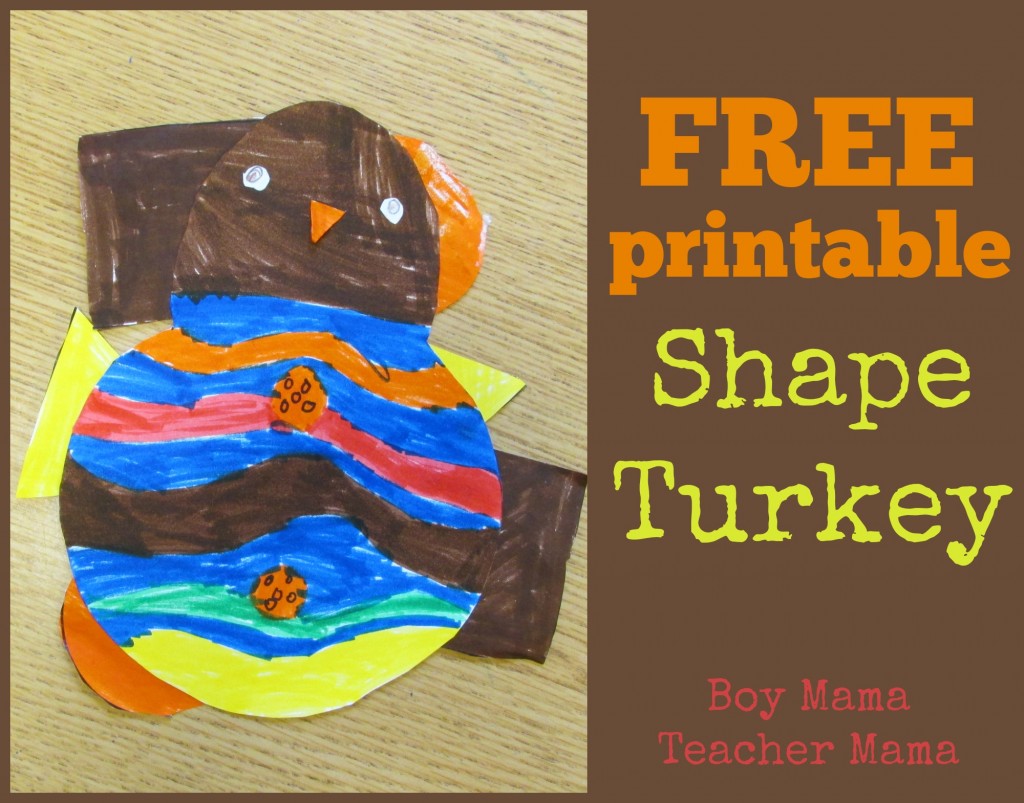 Boy Mama Teacher Mama Shape Turkey FREE Printable (featured)