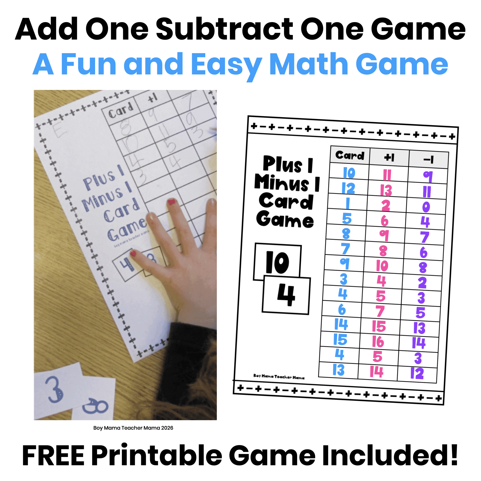 Easy Math Game for Add One and Subtract One