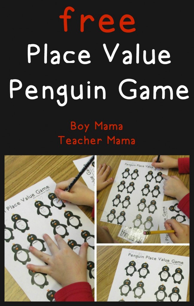 Boy Mama Teacher Mama  FREE Place Value Penguin Game