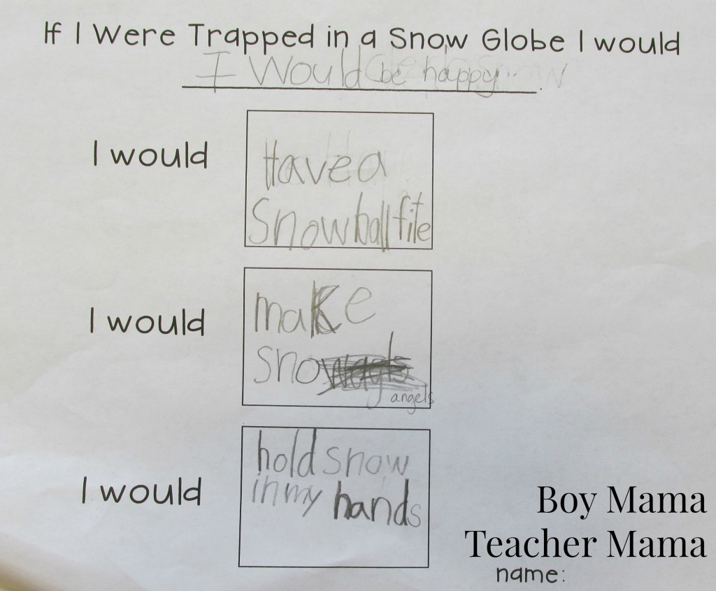 Boy Mama Teacher Mama FREE Stuck in a Snow Globe Printable 3