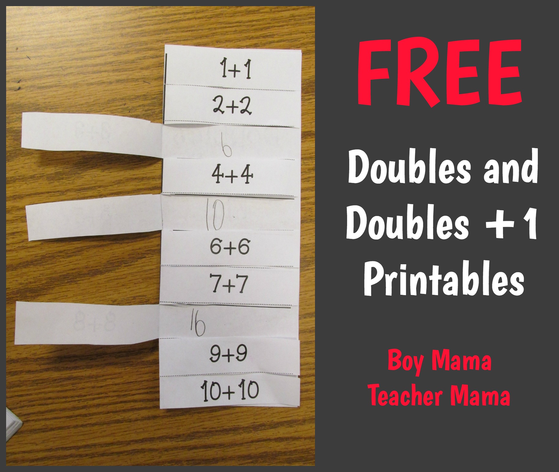 Boy Mama Teacher Mama FREE Doubles and Doubles +1 Printables (featured)