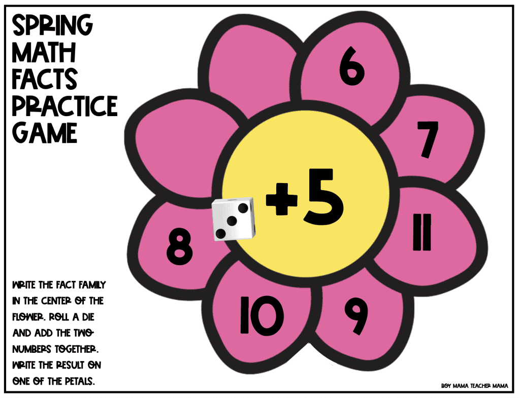 Spring-Math-Facts- Practice-Game-Template