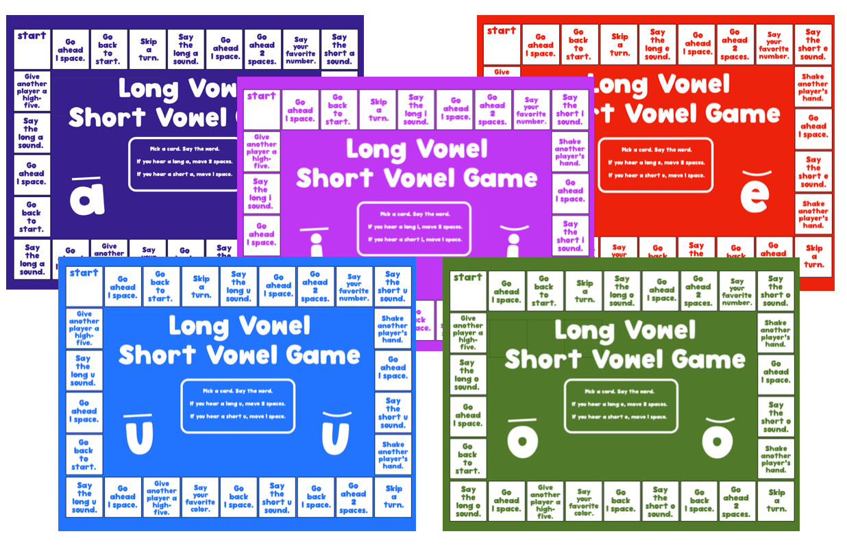 long and short vowel activities- 5 board games updated