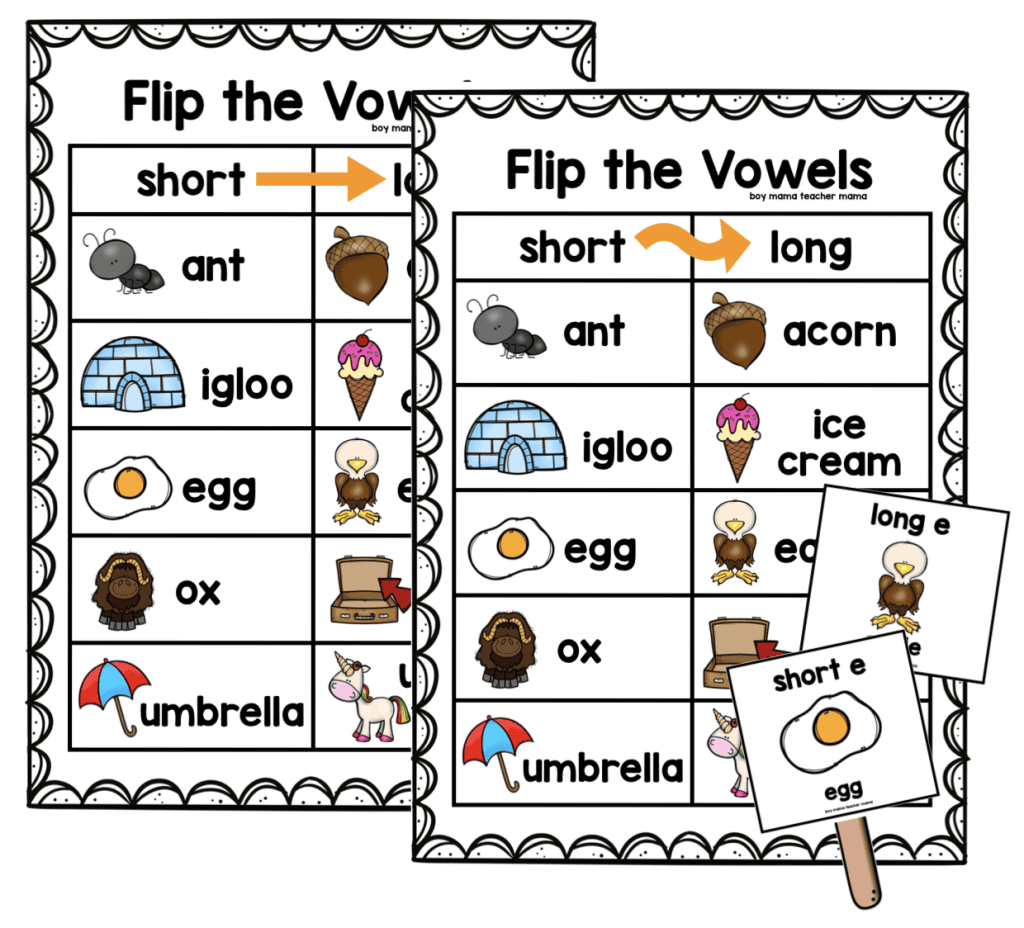 long and short vowel activities- visual supports