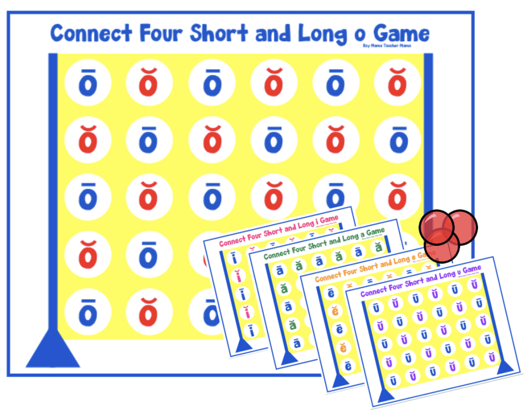 long and short vowel activities- connect 4 games