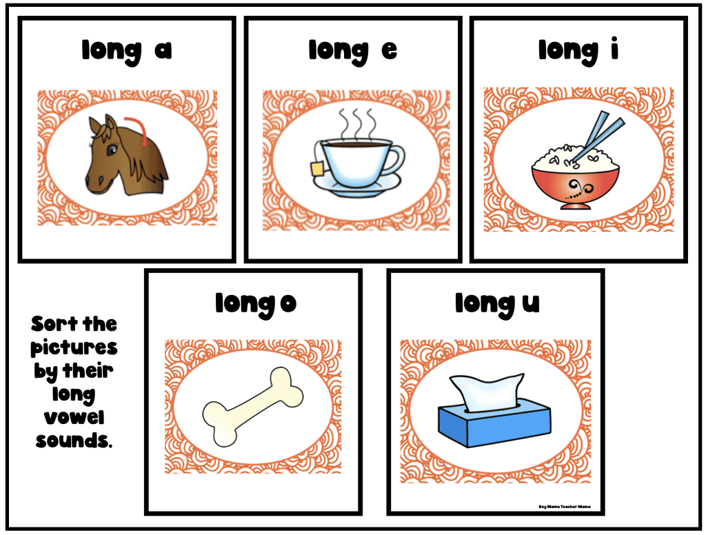 long and short vowel activities- free sort