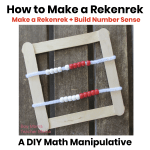DIY rekenrek made from jumbo craft sticks, pipe cleaners, and beads for teaching number sense, addition, and subtraction in elementary math.