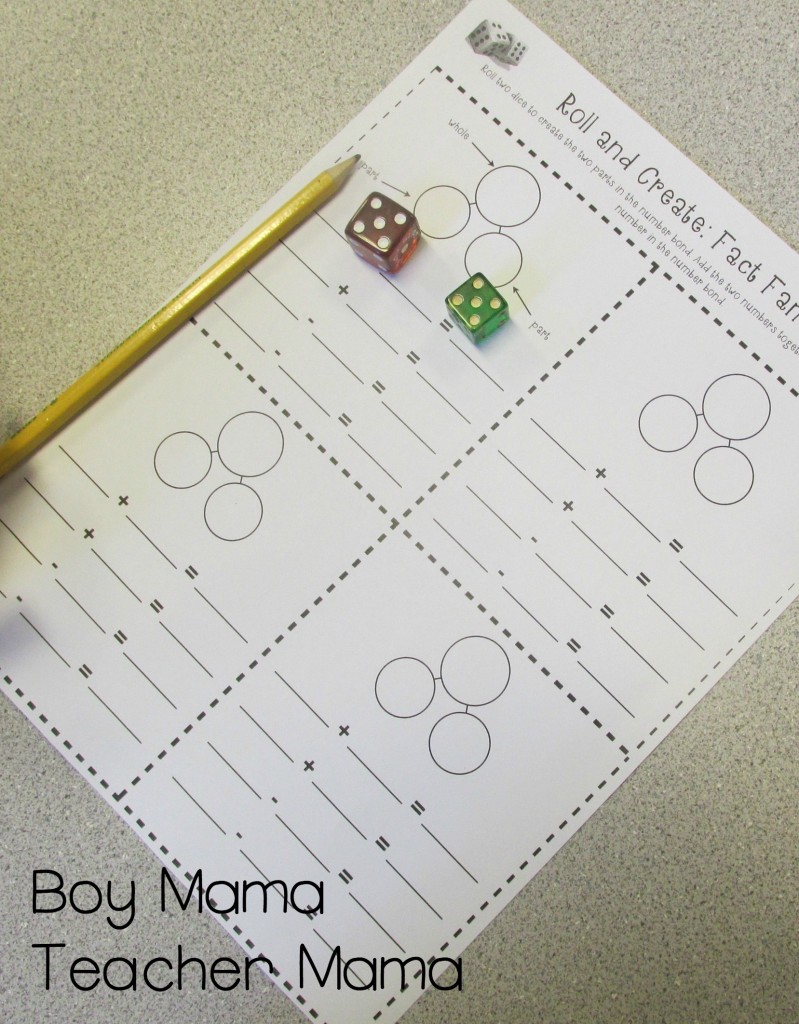 Boy Mama Teacher Mama Roll and Create Fact Family 3