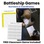 Students playing Number and Coordinate Battleship Games with printable game boards in the classroom.
