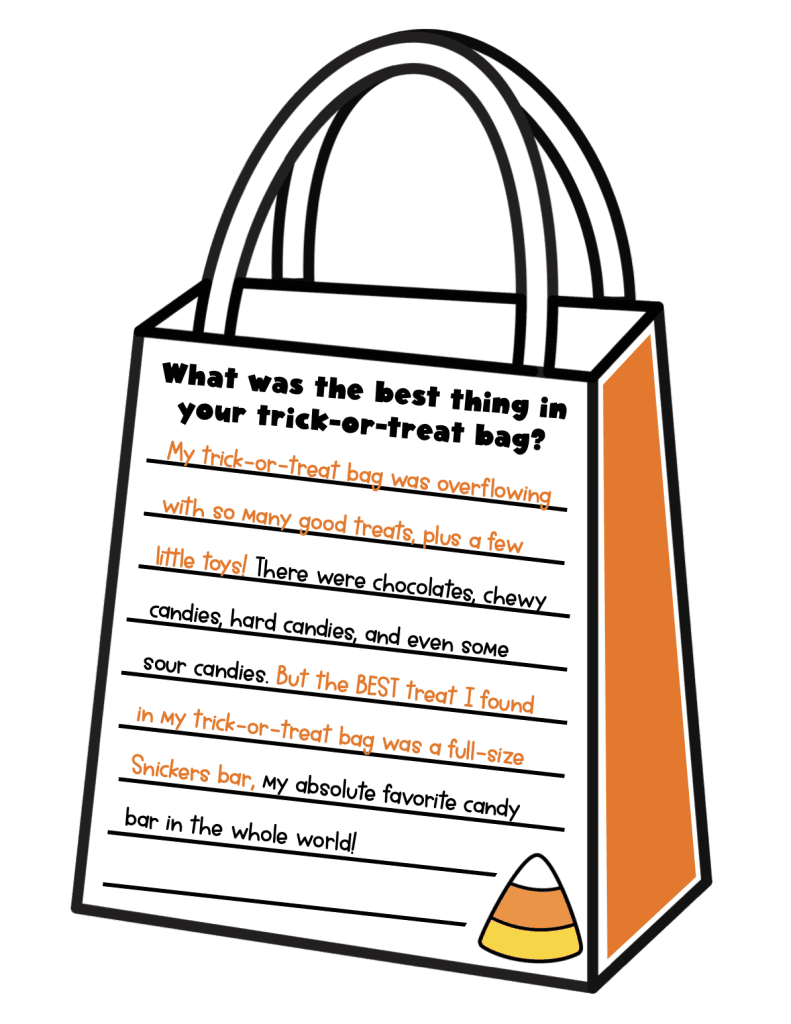 free trick or treat bag writing