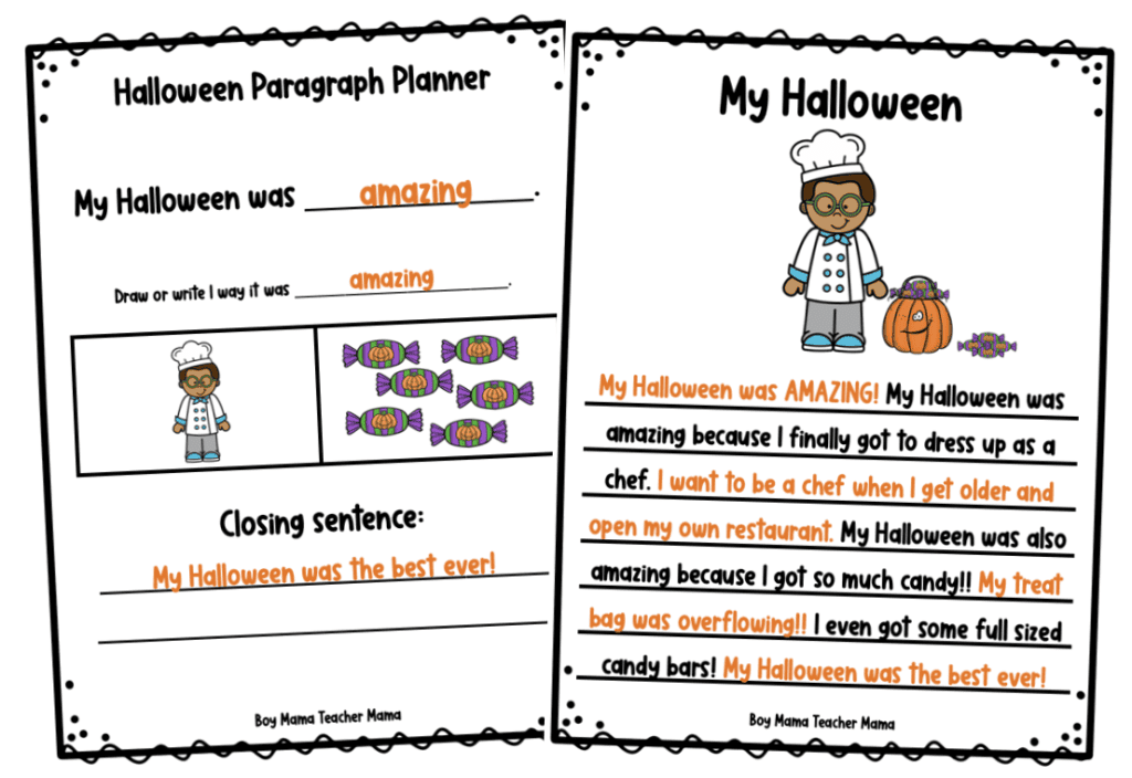 Halloween Paragraph Writing