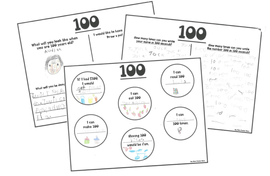 100th day of school packet