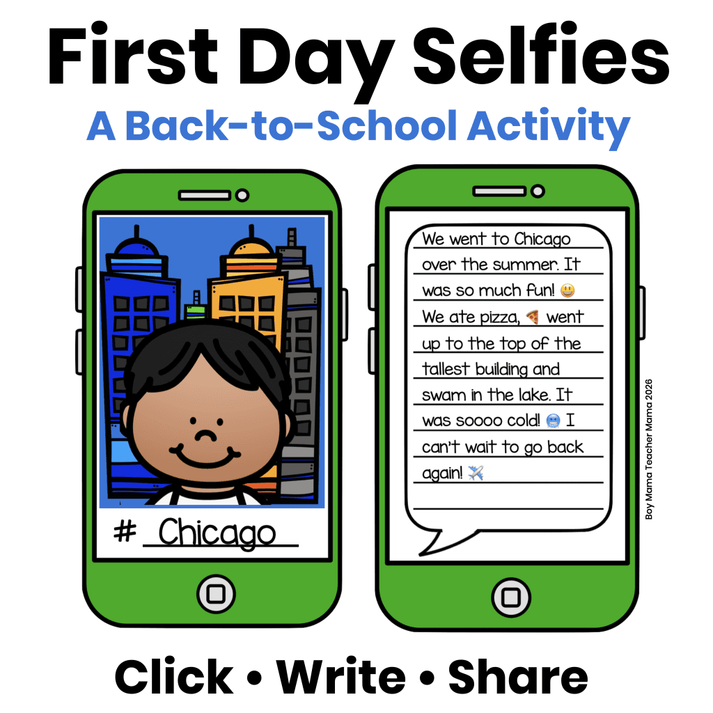 First day of school selfie activity for the classroom