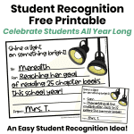 Student recognition free printable for celebrating student growth, kindness, and accomplishments throughout the school year