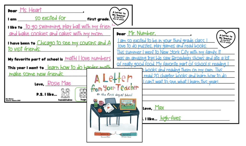 back to school activities a letter to my teacher on the first day of school