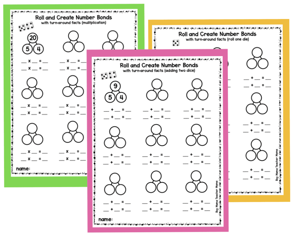 free turn around facts with number bonds practice game