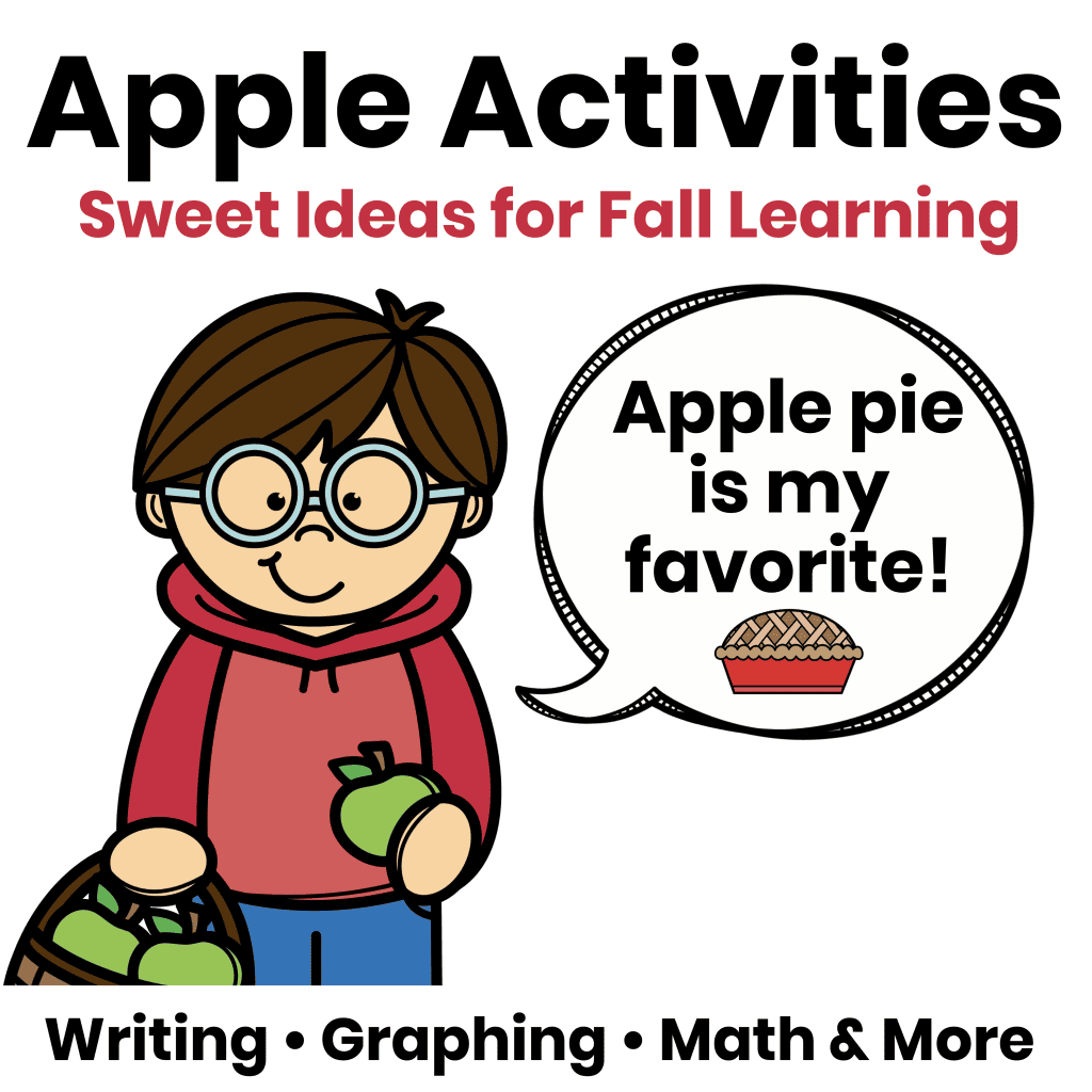 Easy apple activities for the classroom including writing, graphing, math, and fall learning ideas.