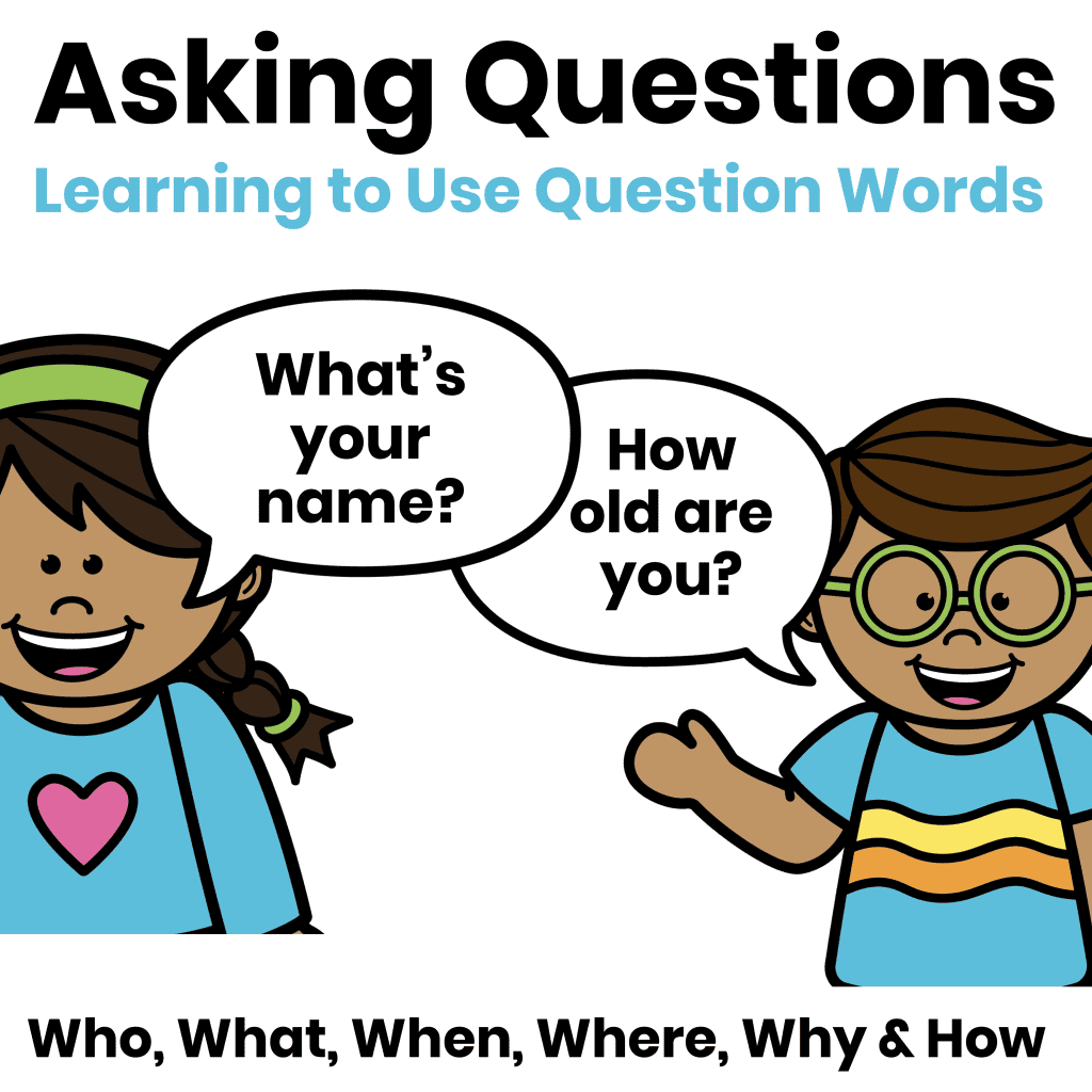 Asking questions with question words including who, what, when, where, why, and how