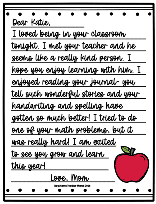 back to school night note paper