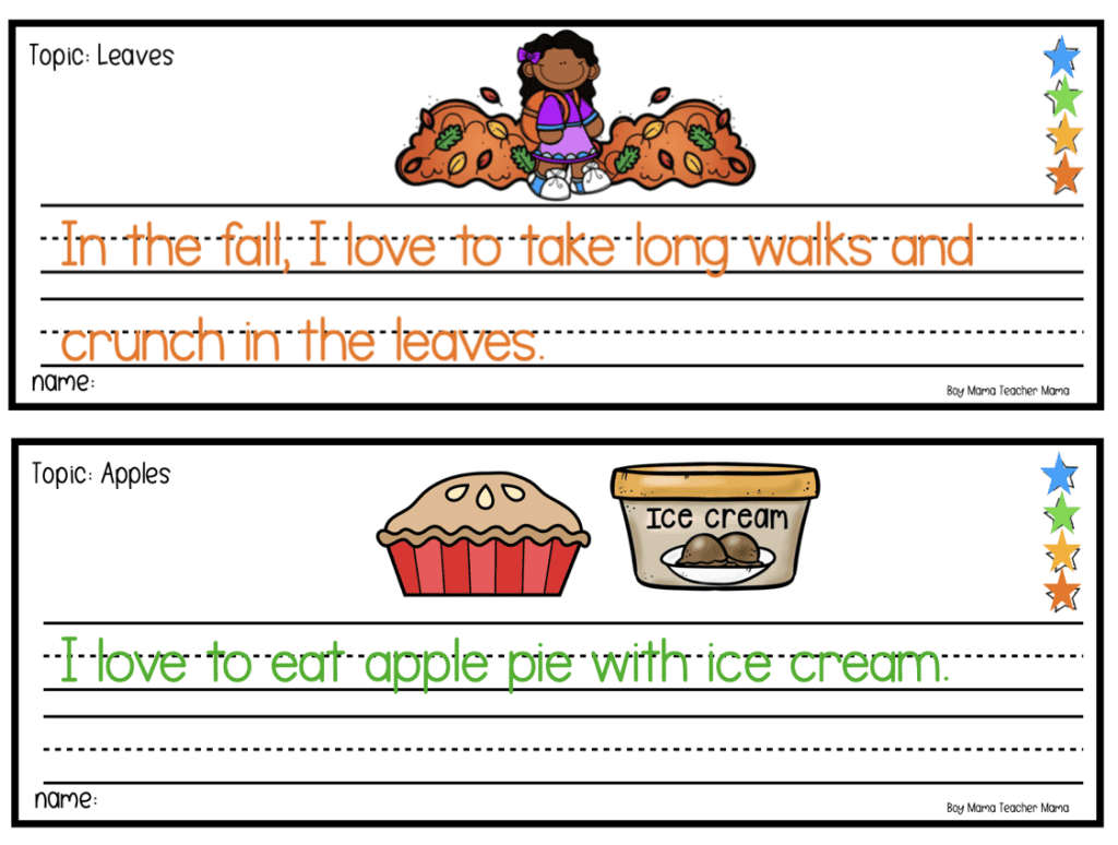 sentence writing example