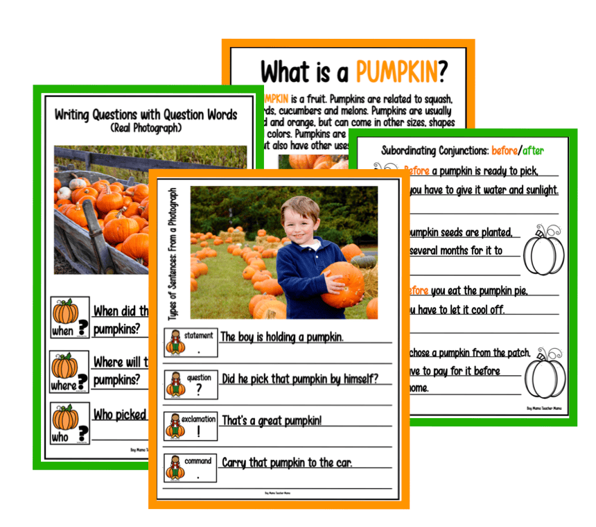 pumpkin sentence level skills